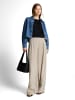 TOM TAILOR Denim Wide Leg Hose mit Leinenanteil in Beige Black Vertical Stripe