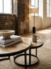 KADIMA DESIGN Couchtisch 2er Set Massivholz/Metall Wohnzimmertisch Industrial Rund in Akazie