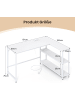 COSTWAY L-förmig Schreibtisch mit Steckdosen 131 x 106 cm in Weiß