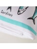 AltoBelli Kissen SARDINA Weiß Türkis mit FISCHEN inkl Füllung 30x50 cm