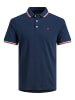 Jack & Jones + Fit Polo Shirt JJEPAULOS Sommer Hemd Pique in Dunkelblau