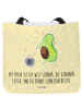 Mr. & Mrs. Panda Strandtasche Avocado Tanzen mit Spruch in Gelb Pastell