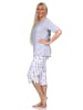 NORMANN Kurzarm Pyjama Schlafanzug Shorty Maritimer Look in grau