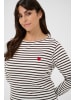KAFFE curve Langarm-Shirt KClia Regular fit in Chalk/Black Coffee - Red Heart