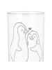 Mr. & Mrs. Panda Wasserglas Pinguine Einschlafen mit Spruch in Transparent