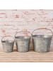AltoBelli Eimer Set GROSSETO Metall mit Holzgriff 3er Set Blumentöpfe