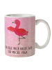 Mr. & Mrs. Panda Porzellantasse Flamingo Yoga mit Spruch in Aquarell Pink