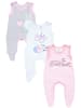 TupTam Baby Mädchen Strampler mit Fuß 3er Pack in grau/rosa
