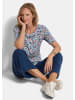 GOLDNER Jerseyshirt Cityshirt mit floralem Design in blau / gemustert