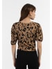 faina Damen Drapiertes Blusenshirt in Kamel Schwarz