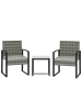 Outsunny Rattan Bistroset in Hellgrau 58L x 55B x 76H cm