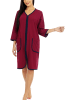 Aquarti Aquarti Damen Bademantel mit Reißverschluss 3/4 Ärmel in weinrot
