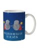 Mr. & Mrs. Panda Kaffeetasse Sternzeichen Zwilling mit Spruch in Sternenhimmel Blau