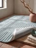 KADIMA DESIGN Wollteppich Kurzflor LEVEN Geometrisch Naturfaser Skandinavisch in Blau