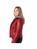 Mauritius Lederjacke Lammnappa Kapuze in Rot