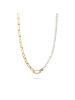 Thomas Sabo Charm-Kette Paperclip Und Perlen Mit Einem Connect Link in gold, weiß