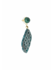 Gemshine Ohrringe Malachit Cabochons und Harz Tropfen in gold coloured
