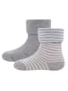 ewers 2er-Set Socken 2er Pack GOTS Ringel/Uni in 205143 grau mel./weiss