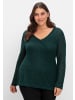 sheego V-Ausschnitt-Pullover in tiefgrün
