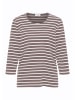 GOLDNER Kurzgröße:  Jerseyshirt mit Rundhals in taupe / weiß / geringelt