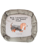 Mr. & Mrs. Panda Hundekissen Basset Hound Lebensretter mit Spruch in Grau Pastell