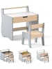 COSTWAY Kindertisch mit Stuhl in Grau