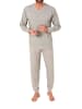 NORMANN Langarm Schlafanzug Pyjama Bündchen Minimalprint in grau