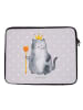 Mr. & Mrs. Panda Laptophülle Katze König ohne Spruch in Grau Pastell