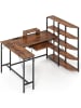 COSTWAY Schreibtisch L-Form mit Ladestation 160x108x109cm in Braun