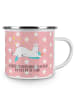 Mr. & Mrs. Panda Kaffeepott Einhorn Sternenhimmel mit Spruch in Rot Pastell