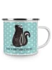 Mr. & Mrs. Panda Camping Emaille Tasse Stinktier Sitzen mit Spruch in Türkis Pastell