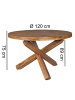 KADIMA DESIGN Runder Massivholz Esstisch, 120 cm, Kreuzbeine, handgefertigt in Braun