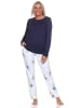 NORMANN Schlafanzug langarm Pyjama floraler Print Jersey - 84750 in marine