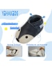 Yihakids Dunkelblaue Baby Leder Krabbelschuhe, mit rutschfester Sohle – Fuchs-Muster