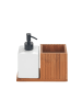 Wenko Flüssigseifenspender mit Bambus-Organizer MERA in Braun, 8,5 x 17 x 18,5 cm