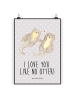 Mr. & Mrs. Panda Bild Otter Hände halten mit Spruch in Grau Pastell