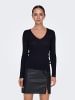 JACQUELINE de YONG Strickpullover Slim Fit V-Ausschnitt Langarm Basic in Schwarz-2