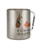 Mr. & Mrs. Panda Outdoor Trinkbecher Hasen Muschel mit Spruch in Silber