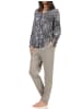 NORMANN Pyjama langarm Schlafanzug zum durchknöpfen Tupfen - 58131 in grau
