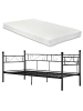 en.casa Metallbett Granada mit Matratze in Schwarz (L)200cm (B)90cm (H)100cm