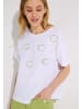 More & More feminines  Boxy-Materialmix-Shirt in white