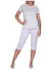 NORMANN Capri Pyjama Schlafanzug Streifen Hose & Rundhals - 79878 in grau