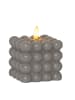 MARELIDA LED Kerze Bubble Würfelkerze Echtwachs in grau - H: 9,5cm