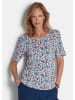 GOLDNER Kurzgröße:  Jerseyshirt Cityshirt mit floralem Design in blau / gemustert