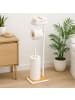 relaxdays Toilettenpapierhalter in Weiß/ Natur - (B)20,5 x (H)68 x (T)16 cm