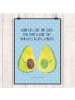 Mr. & Mrs. Panda Bild Avocado Pärchen mit Spruch in Blau Pastell