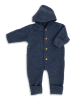 Kinderhaus Blaubär Baby-Overall mit Kapuze, Holzknöpfen & Mulltuch Blaubaer in Blau Melange