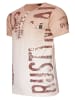 Rusty Neal T-Shirt Verwaschen mit Farbverlauf und Prints in Beige