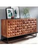 KADIMA DESIGN Sheesham Holz Sideboard, 145x81x45 cm, Industrial Design, Metallgestell