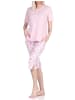 NORMANN Pyjama Schlafanzug kurzarm CapriHose und Spitze - 72686 in rosa